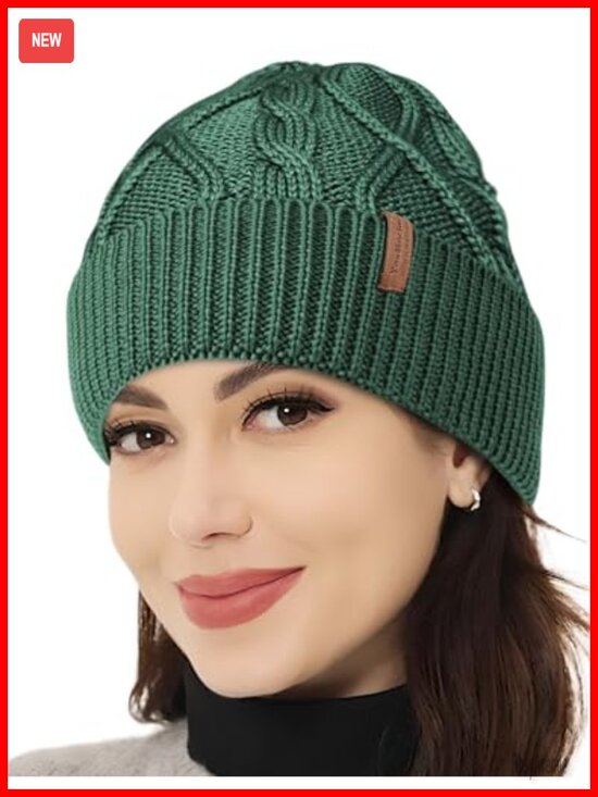 100% Merino Wool Beanie, Knit Cuffed Winter Hat, Lightweight Warm Cap Unisex main image 5
